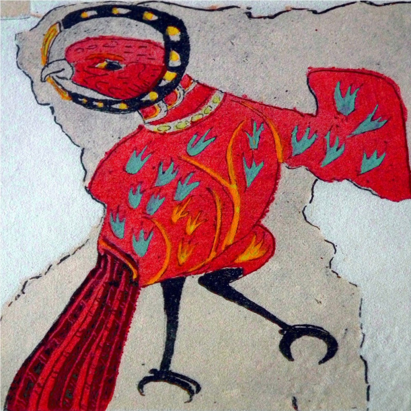 Coussin Copte rouge et blanc. 47x47 cm. Fabriqué dans les Landes