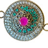 Bracelet en argent, pierres et lanière en tissu. 3 couleurs disponibles