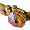 Bracelet en argent, pierres et lanière en tissu. 3 couleurs disponibles
