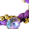 Bracelet en argent, pierres et lanière en tissu. 3 couleurs disponibles