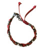 Bracelet en argent, pierres et lanière en tissu. 3 couleurs disponibles