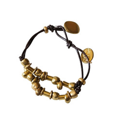 Bracelet en argent, pierres et lanière en tissu. 3 couleurs disponibles