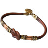 Bracelet en argent, pierres et lanière en tissu. 3 couleurs disponibles