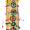 Bracelet en argent, pierres et lanière en tissu. 3 couleurs disponibles