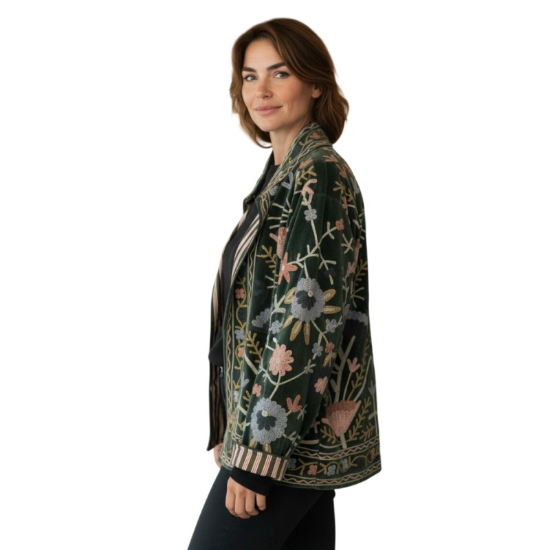 Veste velours brodée