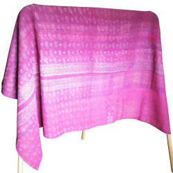Plaid en coton vintage recto rose et verso gris délavé