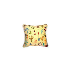 Coussin laine motif cactus multicolore fleur du désert  fond blanc