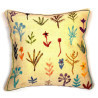 Coussin laine motif cactus multicolore fleur du désert  fond blanc
