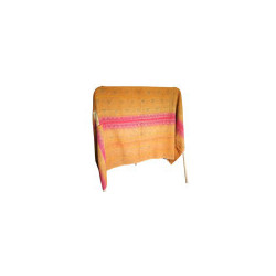 Audacieux et solaire, plaid vintage recto orange et verso bleu azur